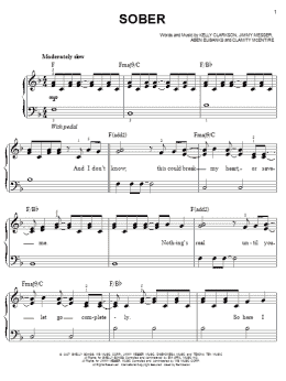 page one of Sober (Easy Piano)