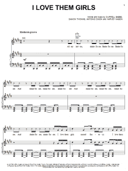 page one of I Love Them Girls (Piano, Vocal & Guitar Chords (Right-Hand Melody))