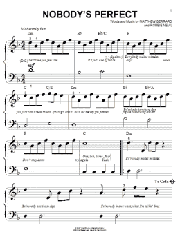 page one of Nobody's Perfect (Big Note Piano)
