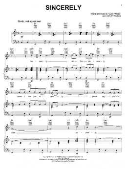 page one of Sincerely (Piano, Vocal & Guitar Chords (Right-Hand Melody))