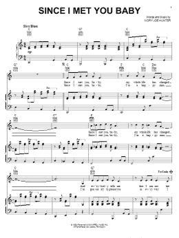 page one of Since I Met You Baby (Piano, Vocal & Guitar Chords (Right-Hand Melody))