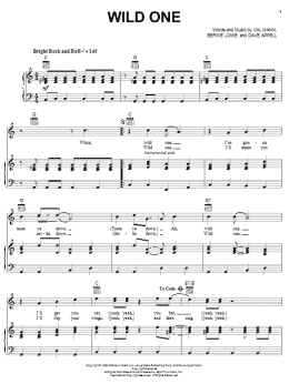 page one of Wild One (Piano, Vocal & Guitar Chords (Right-Hand Melody))