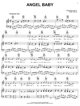 page one of Angel Baby (Piano, Vocal & Guitar Chords (Right-Hand Melody))