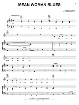 page one of Mean Woman Blues (Piano, Vocal & Guitar Chords (Right-Hand Melody))