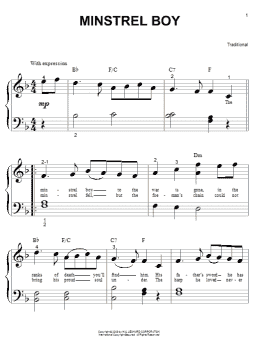 page one of Minstrel Boy (Big Note Piano)
