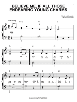page one of Believe Me, If All Those Endearing Young Charms (Big Note Piano)