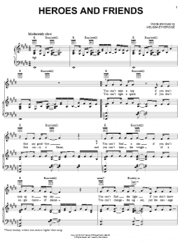 page one of Heroes And Friends (Piano, Vocal & Guitar Chords (Right-Hand Melody))