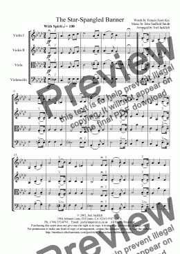 page one of The Star Spangled Banner (Ab) (for String Quartet)