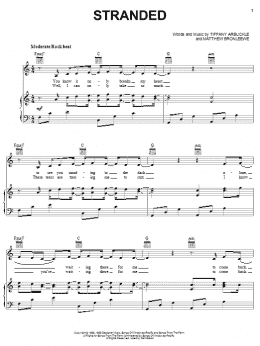 page one of Stranded (Piano, Vocal & Guitar Chords (Right-Hand Melody))