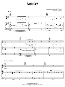 page one of Sandy (from Grease) (Piano, Vocal & Guitar Chords (Right-Hand Melody))