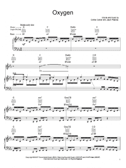 page one of Oxygen (Piano, Vocal & Guitar Chords (Right-Hand Melody))
