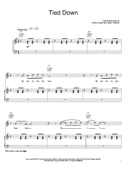 page one of Tied Down (Piano, Vocal & Guitar Chords (Right-Hand Melody))