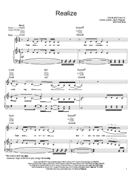 page one of Realize (Piano, Vocal & Guitar Chords (Right-Hand Melody))