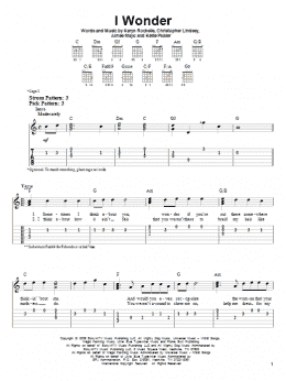 page one of I Wonder (Easy Guitar Tab)