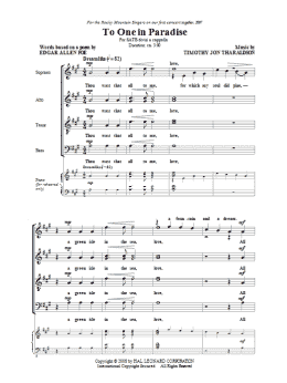 page one of To One In Paradise (SATB Choir)