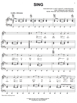 page one of Sing (Piano, Vocal & Guitar Chords (Right-Hand Melody))