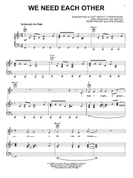 page one of We Need Each Other (Piano, Vocal & Guitar Chords (Right-Hand Melody))