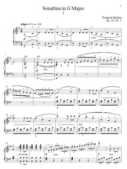 page one of Sonatina In G Major, Op. 20, No. 2 (Piano Solo)