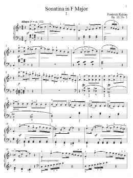 page one of Sonatina In F Major, Op. 20, No. 3 (Piano Solo)