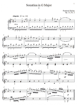page one of Sonatina In G Major, Op. 55, No. 2 (Piano Solo)