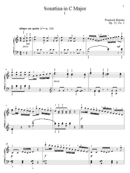 page one of Sonatina In C Major, Op. 55, No. 3 (Piano Solo)
