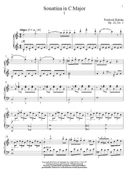 page one of Sonatina In C Major, Op. 20, No. 1 (Piano Solo)