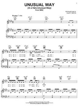 page one of Unusual Way (In A Very Unusual Way) (Piano, Vocal & Guitar Chords (Right-Hand Melody))