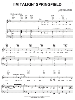 page one of I'm Talkin' Springfield (Piano, Vocal & Guitar Chords (Right-Hand Melody))