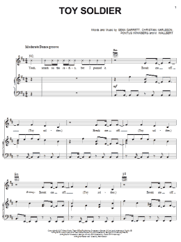 page one of Toy Soldier (Piano, Vocal & Guitar Chords (Right-Hand Melody))