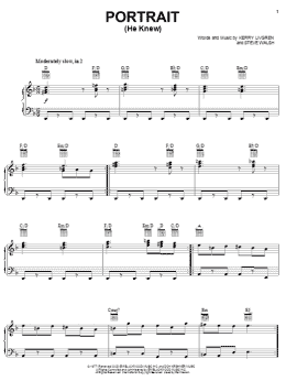 page one of Portrait (He Knew) (Piano, Vocal & Guitar Chords (Right-Hand Melody))