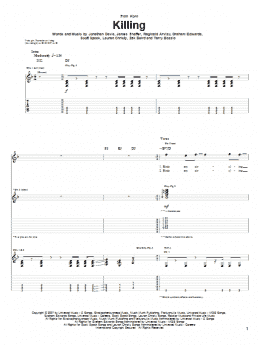 page one of Killing (Guitar Tab)