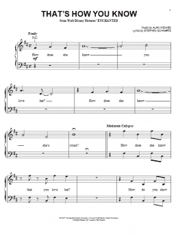 page one of That's How You Know (from Enchanted) (Easy Piano)