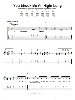 page one of You Shook Me All Night Long (Easy Guitar Tab)