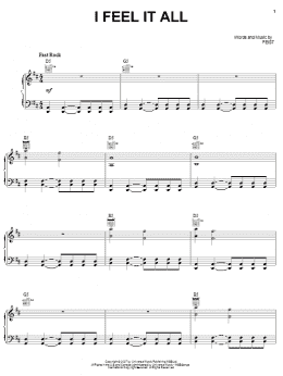 page one of I Feel It All (Piano, Vocal & Guitar Chords (Right-Hand Melody))