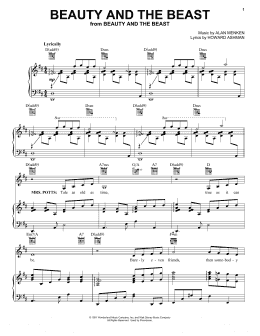 page one of Beauty And The Beast (Piano, Vocal & Guitar Chords (Right-Hand Melody))