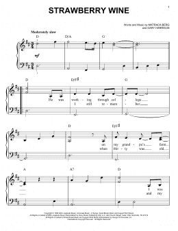 page one of Strawberry Wine (Easy Piano)