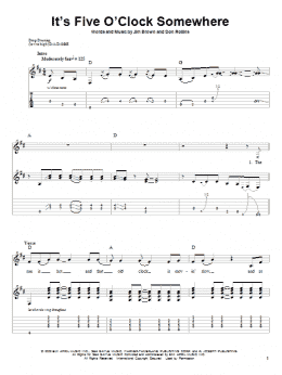 page one of It's Five O'Clock Somewhere (Guitar Tab (Single Guitar))