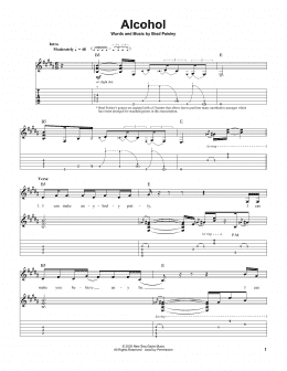 page one of Alcohol (Guitar Tab (Single Guitar))