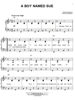 page one of A Boy Named Sue (Easy Piano)