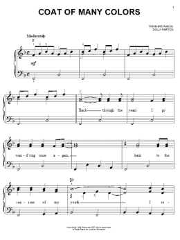 page one of Coat Of Many Colors (Easy Piano)