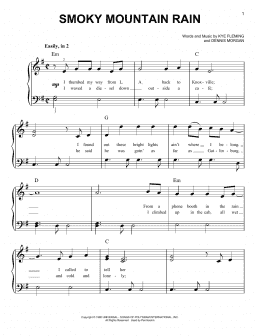 page one of Smoky Mountain Rain (Very Easy Piano)