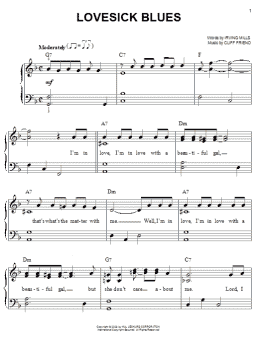 page one of Lovesick Blues (Easy Piano)