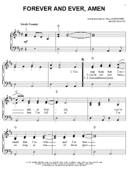 page one of Forever And Ever, Amen (Easy Piano)