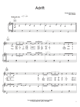 page one of Adrift (Piano, Vocal & Guitar Chords (Right-Hand Melody))