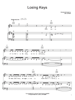 page one of Losing Keys (Piano, Vocal & Guitar Chords (Right-Hand Melody))