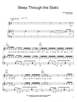 page one of Sleep Through The Static (Piano, Vocal & Guitar Chords (Right-Hand Melody))