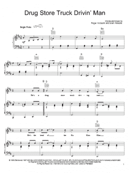 page one of Drug Store Truck Drivin' Man (Piano, Vocal & Guitar Chords (Right-Hand Melody))