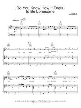 page one of Do You Know How It Feels To Be Lonesome (Piano, Vocal & Guitar Chords (Right-Hand Melody))