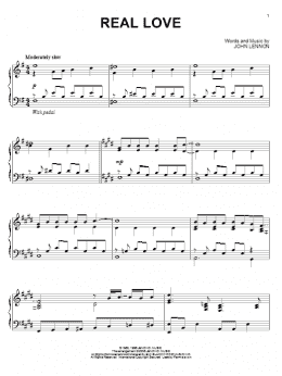page one of Real Love (Piano Solo)