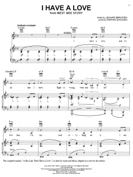 page one of I Have A Love (from West Side Story) (Piano, Vocal & Guitar Chords (Right-Hand Melody))